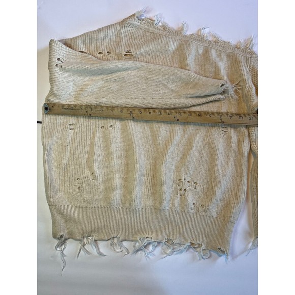 Bennettex womens pull over sweater distressed knit destroyed cream clr. BR - Picture 4 of 7